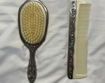 Vintage Silver Plated Brush and Comb Set