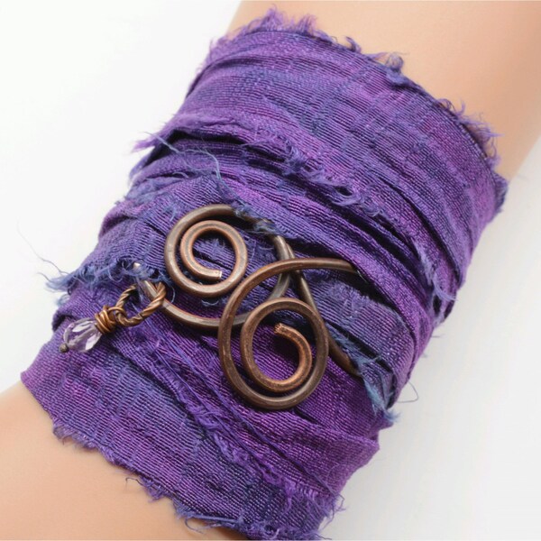 Sari Silk Wrap Bracelet - Yoga, Bohemian, Gypsy- Price Reduced by more than 20%
