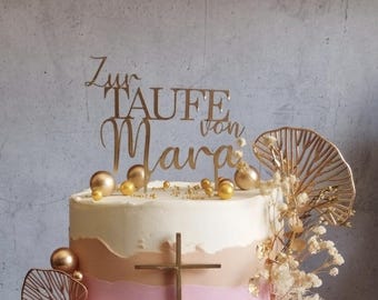 Cake Topper Taufe personalisiert mit Name – Tortenstecker zur Taufe, verschiedene Farben