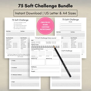 75 Soft Challenge | 75 Soft | 75 Soft Challenge Tracker | 75 Soft Printable | 75 Soft Tracker Checklist |  Fitness Journal | Weight Loss