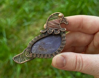 Pendentif en cuivre jade pourpre, pigeon enroulé de fil de fer