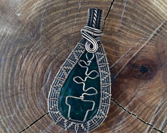 Pendentif plante en fil d'agate mousse