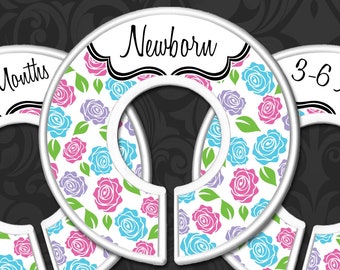 Baby Clothes Organizers, Baby Girl Shower Gift, Nursery Closet Dividers, Baby Closet Dividers, Girls Floral Nursery - Multicolor Roses