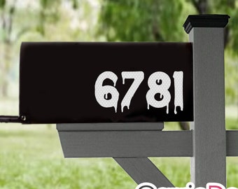 Gothic Reflective Mailbox Vinyl Numbers, Horror Theme Custom Vinyl Decal Stickers, Choose Font & Size