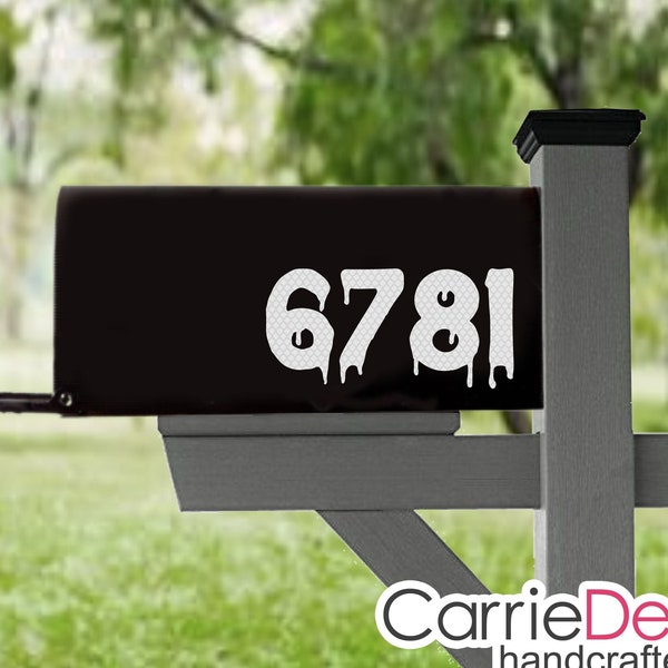 Gothic Reflective Mailbox Vinyl Numbers, Horror Theme Custom Vinyl Decal Stickers, Choose Font & Size