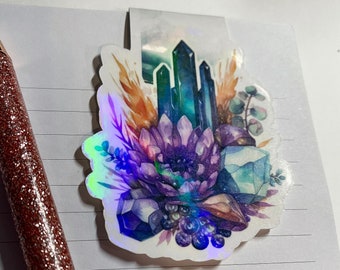 Crystal Bouquet Magnetic Bookmark with Holographic Finish