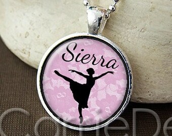 Customizable Ballerina Pendant, Ballet Necklace, Custom Girls Dance Necklace - Choose Color