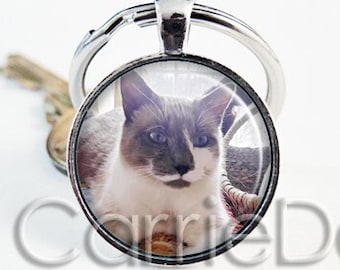 Custom Cat Photo Keyring, Pet Photo Keychain, Dog Photo Pendant, Pet Memorial Keepsake