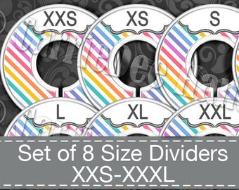 Clothing Size Dividers, Consultant Stylist Tools, Size Divider Set, Diagonal Stripe Design, Size Cards, LLR