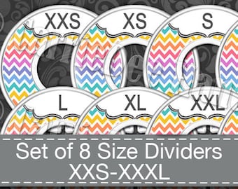 Clothing Size Dividers, Consultant Stylist Tools, Size Divider Set, Rainbow Chevron Design, Size Cards, LLR