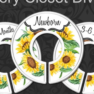 Sunflower Baby Clothes Dividers, Nursery Closet Dividers, Sunflowers Baby Decor, Baby Shower Gift, Floral Nursery Decor