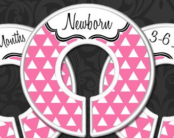 Pink Triangle Nursery Closet Dividers, Baby Closet Dividers, Baby Clothes Organizers, Baby Shower Gift, Baby Girl Gift