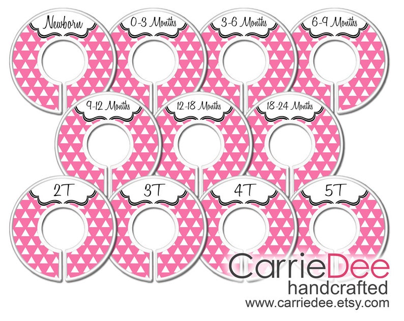 Pink Triangle Nursery Closet Dividers, Baby Closet Dividers, Baby Clothes Organizers, Baby Shower Gift, Baby Girl Gift image 3