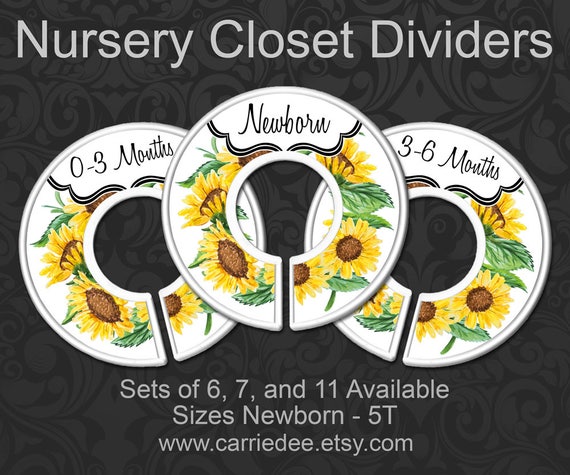 Sunflower Baby Clothes Dividers Nursery Closet Dividers Sunflowers Baby Decor Baby Shower Gift Floral Nursery Decor