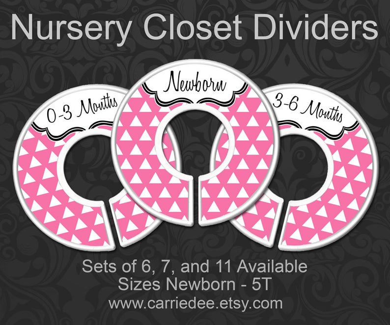 Pink Triangle Nursery Closet Dividers, Baby Closet Dividers, Baby Clothes Organizers, Baby Shower Gift, Baby Girl Gift image 1