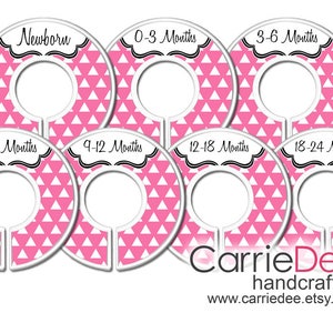 Pink Triangle Nursery Closet Dividers, Baby Closet Dividers, Baby Clothes Organizers, Baby Shower Gift, Baby Girl Gift image 2