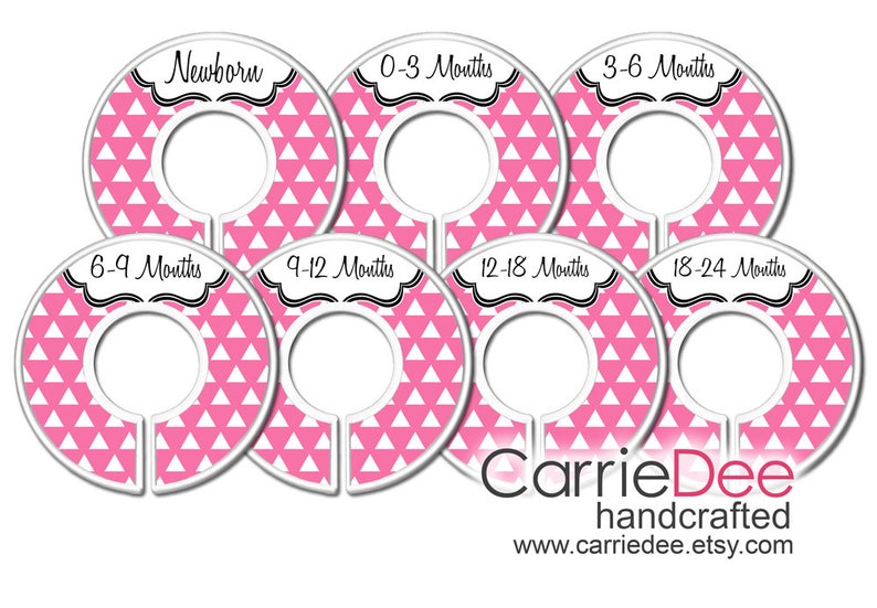 Pink Triangle Nursery Closet Dividers, Baby Closet Dividers, Baby Clothes Organizers, Baby Shower Gift, Baby Girl Gift image 2