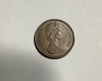 1971年エリザベスコイン ヴィンテージの英国 1 ペンス コイン、エリザベス 2 世女王 1971