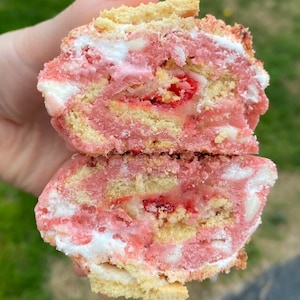 Thick Stuffed Gourmet Style Chunky Strawberry Shortcake Cookie Recipe. New York Style Cookie. Gourmet Stuffed Cookie. Strawberry Shortcake. image 4