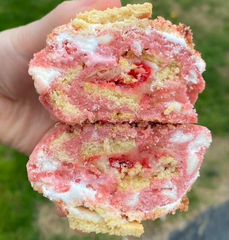 Thick Stuffed Gourmet Style Chunky Strawberry Shortcake Cookie Recipe. New York Style Cookie. Gourmet Stuffed Cookie. Strawberry Shortcake. image 4