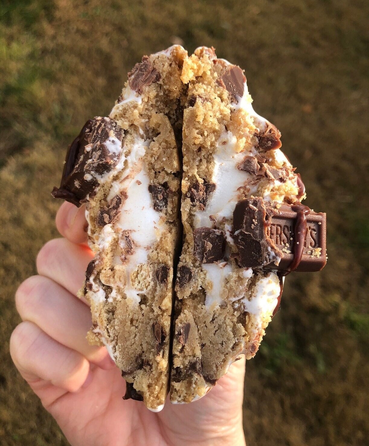 RECIPE- Giant Thick Stuffed S’mores Cookie RECIPE, New York Style Stuffed S’mores Cookie, Gourmet Thick Cookies, Drop Cookies. RECIPE