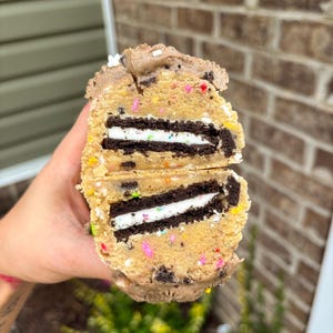 RECIPE-  Stuffed OREO BIRTHDAY Cake Gourmet Cookie Recipe, Thick Chunky New York Style Cookies. Drop Cookies. Gourmet Cookie. Birthday Bash