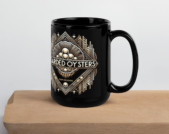 Bearded Oysters Black Glossy Mug Dance Troupe Carnival Parade Krewe