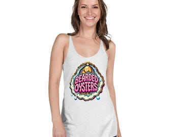 Bearded Oysters Women's Racerback Tank Bearded Oysters Dance Troupe New Orleans Carnival Parade Krewe