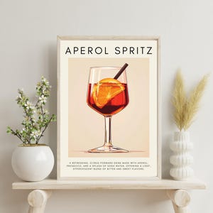Póster de Aperol Spritz, póster de cóctel, póster de diseño moderno, impresión de arte de pared, decoración de cocina, letrero de bar en casa, decoración de happy hour