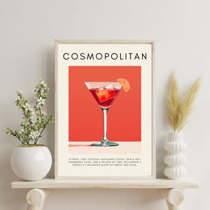 Cosmopolitan Poster, Cocktail Poster, Modernes Design Poster, Wandkunst, Küchendeko, Hausbar, Happy Hour