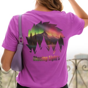 Northern lights graphic, Northern lights shirt, Adventure Tee, Camping Shirt, Nature Lover Gift, Outdoorsy Apparel, Gift, Aurora graphic