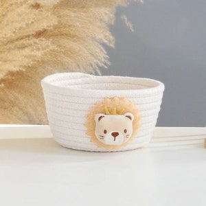 Cute animals storage basket Gift for baby kids Handmade cotton basket organizer Cotton storage basket zdjęcie 7