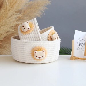 Cute animals storage basket Gift for baby kids Handmade cotton basket organizer Cotton storage basket zdjęcie 5