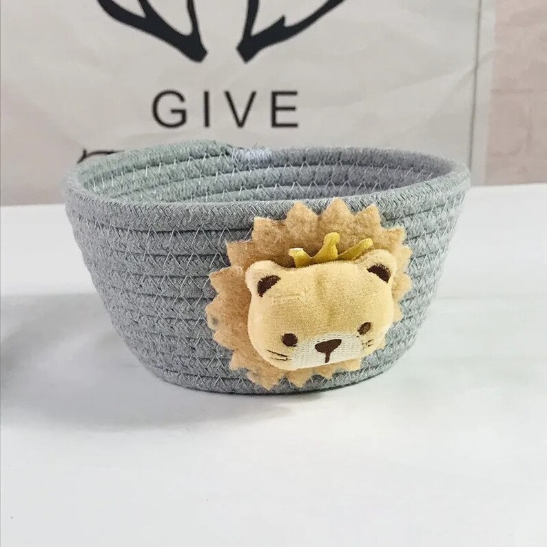 Cute animals storage basket Gift for baby kids Handmade cotton basket organizer Cotton storage basket zdjęcie 9