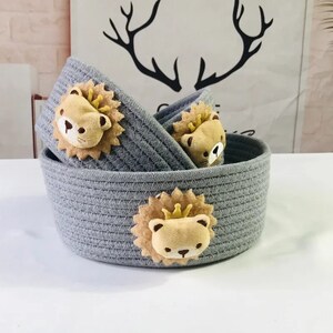 Cute animals storage basket Gift for baby kids Handmade cotton basket organizer Cotton storage basket zdjęcie 3