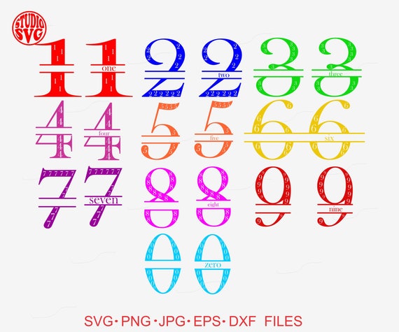 Download Free Digital Cut File Split Numbers Number 0 9 Vinyl Cutting Etsy SVG Cut Files