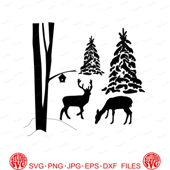 Download Digital Cut File Winter Scene Winter Deer Hunting Deer | Etsy