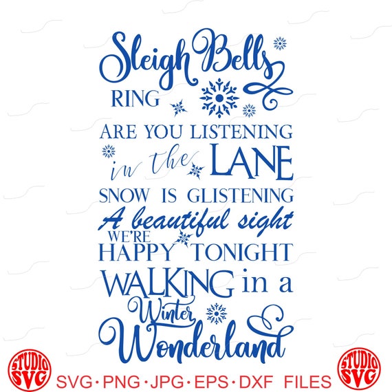 Sleigh Bells ring... Lyrics Song Winter Digital Cut File | Etsy