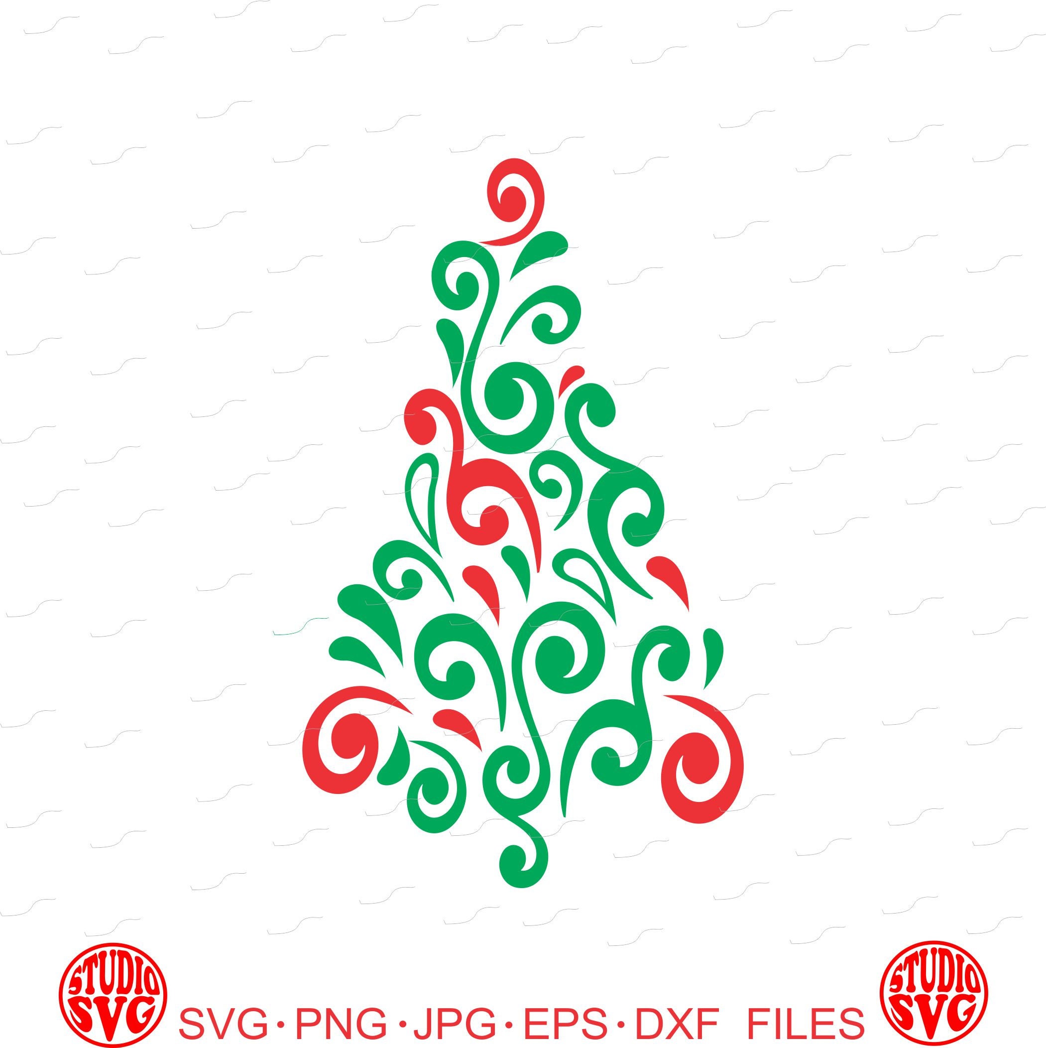 Digital Cut File Swirl Christmas Tree Vinyl Cutting File Etsy