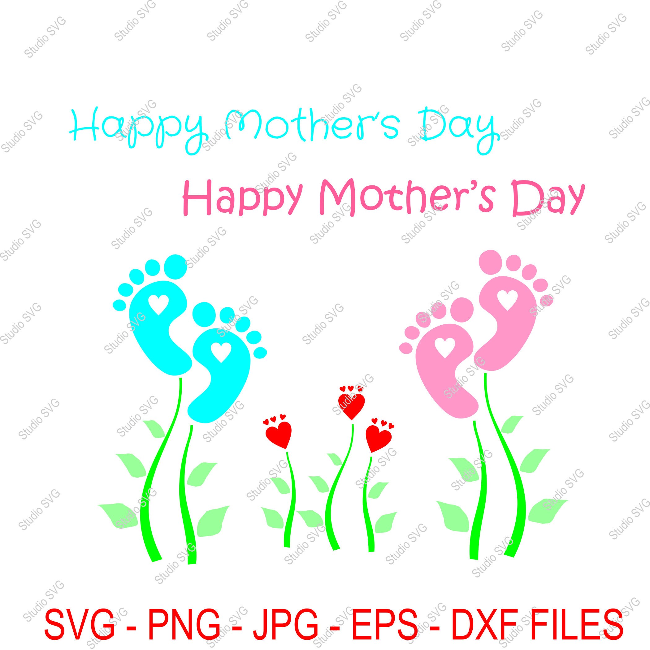 Digital Cut File Mother's Day Word Art Fkowers Love | Etsy
