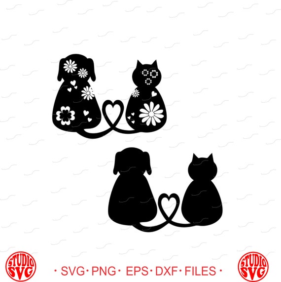 Digital Cut File Cat And Dog Love Vinyl Cutting File Etsy