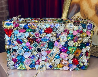 Bedazzled Crossbody Purse Embellished with Gemstones
