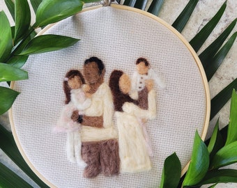 Needle felted personalized family portrait