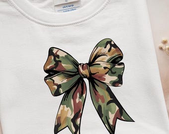 Camo Coquette Bow Ready to Press DTF Transfer, Camo Mallard Hunting Ready to Press DTF Transfer, Hunting shirts
