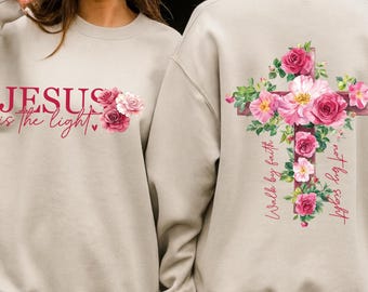 Jesus is The Light Ready To Press DTF, Beautiful Floral Christian Shirt dtf, Religious Bible  Verse dtf, Motivational Quotes Dtf
