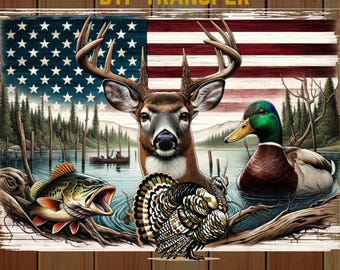 Deer Hunting Duck Bass Fish Ready t press DTF Transfer  Soft  Vibrant Print, Hunting DTF Transfer, Deer Hunting Print, Camouflage Shirt Dtf
