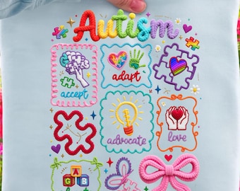 Faux Yarn Autism Awareness Ready To Press DTF Transfer, Faux Yarn Autism shirt designs DTF, Latch Hook Yarn Autism Mama Iron On