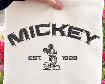 Hand-drawn Mickey Est. 1928 Ready To Press DTF, Mickey1928s, Disney Friends DTF Transfer, Disneyland Trip DTF Prints