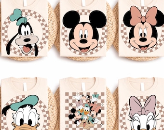 Checkered Mickey&Co 1928 Ready To Press DTF, Disneyland Trip DTF Print, Mickey And Friends, Retro Checkered Disney Friends DTF Transfer