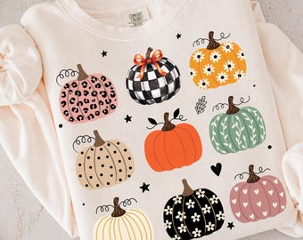 Pattern Pumpkin Ready to Press DTF Transfer, Fall Autumn Pumpkin Shirt Design, Leopard Floral Harvest DTF Iron On